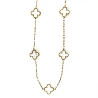 Five Clover Necklace White