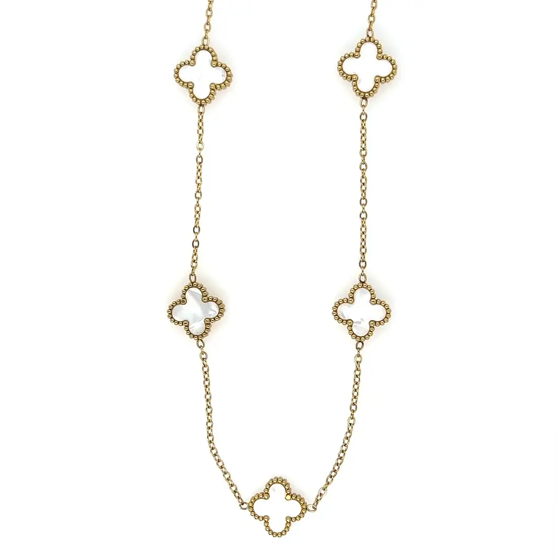 Five Clover Necklace White Five Clover Necklace White