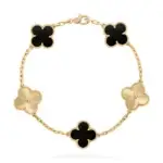 Black and gold clover bracelet