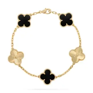Black and gold clover bracelet