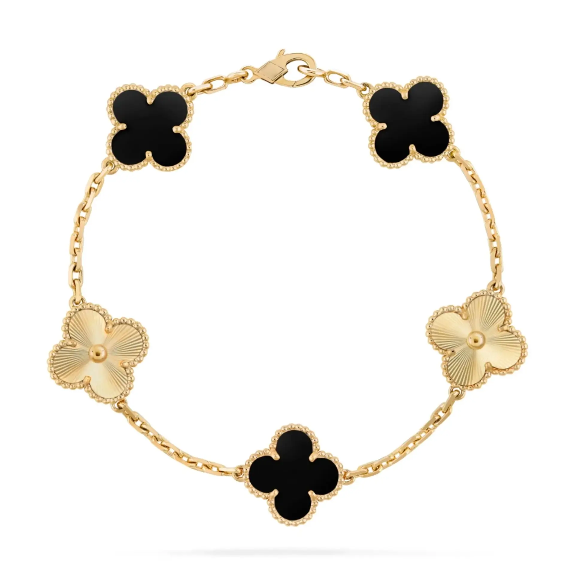 Black and gold clover bracelet