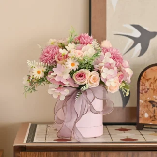 Artificial Flower Arrangement with Ceramic Vase - Image 5