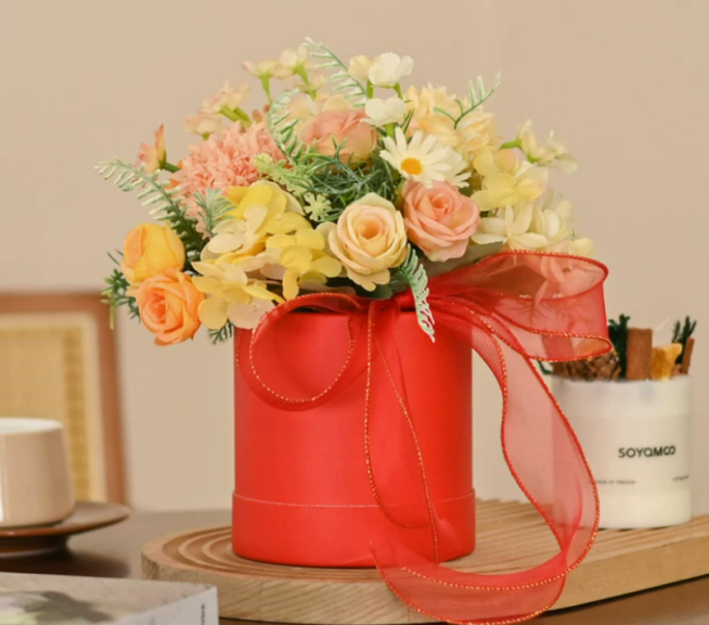 Artificial Flower Arrangement with Ceramic Vase