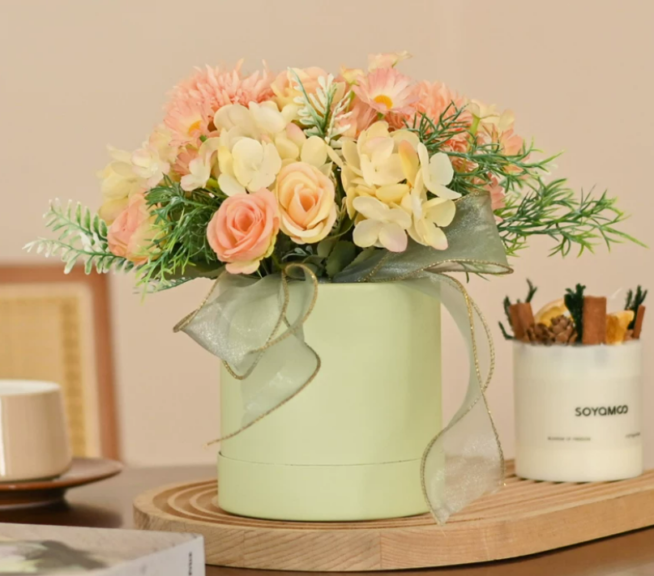 Artificial Flower Arrangement with Ceramic Vase
