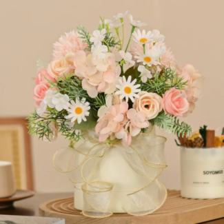 Artificial Flower Arrangement with Ceramic Vase - Image 9