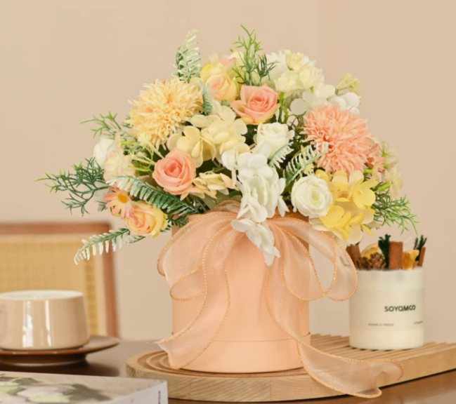 Artificial Flower Arrangement with Ceramic Vase